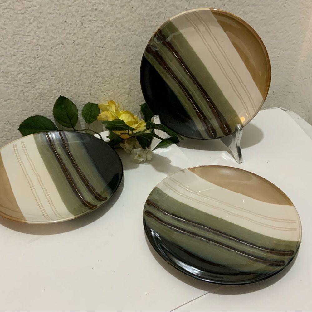 Set of 3 Retroneu Stone Lattitudes 1322 salad plates 7.5” G6